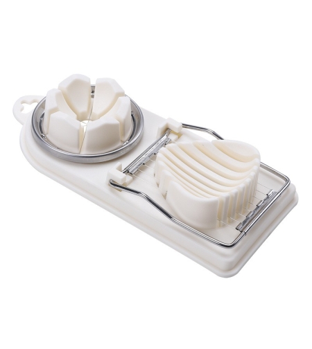 Feliator multifunctional Flippy pentru oua, mozzarela, fructe, 2 forme de feliere, agatatoare, 20 cm, Alb