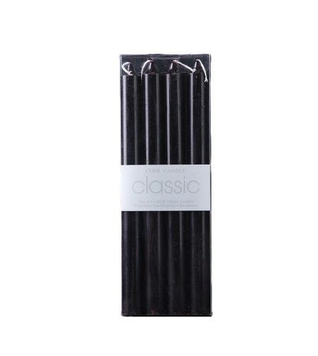 Set 4 Lumanari, Flippy, pentru Suport de Masa, Fara Miros si Fum, din Parafina, 2.2 x 25 cm, Negru