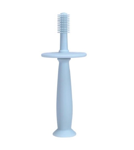 Periuta de Dinti din Silicon pentru Bebelusi, Flippy, fara BPA, 360 Grade, Bariera Anti-Inghitire, Maner Ergonomic, 12.5 x 15 cm, Albastru