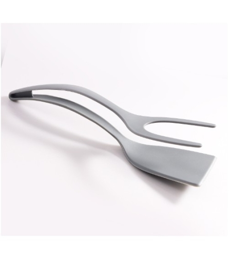 Spatula Multifunctionala tip Cleste, Flippy, Spatula Cleste pentru Gatit, Silicon PP, pentru Alimente, Carne, Paine, 31 x 8.5 cm Gri