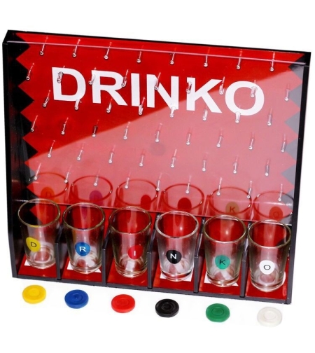 Joc de Baut Gravitational Flippy, pentru Petreceri, Interactiv, pana la 6 Jucatori, Pahare de Shot Incluse, 25.5 x 6.7 x 27.5 cm, Rosu