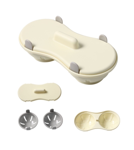 Recipient Dublu pentru Oua, Flippy, din Plastic Flippy, pentru Gatit la Microunde, 22 x 11.8 x 8 cm, Gri