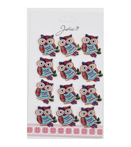 Set 12 Brose Martisor Primavara Bufnita cu Mesaj Sotia Mea Iubita
