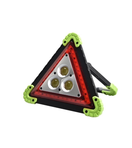 Triunghi Multifunctional de Avertizare, Flippy, Lanterna LED, Impermeabil IP65, 800 lm, 2 x AA, Functie Incarcare Telefon, USB si Micro USB, COB, Verde