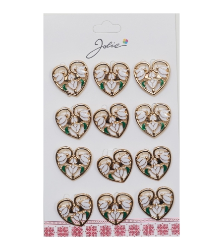 Set 12 Brose Martisor Primavara 3 Ghiocei in Inima