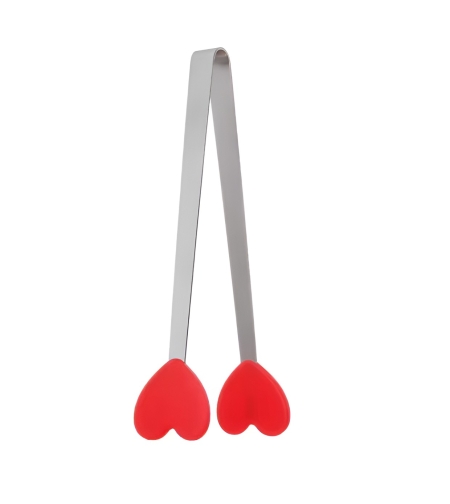 Cleste Creativ pentru Mancare, Flippy, Model Inimioare din Silicon, 14.5x3 cm, Rezistent la Temperaturi Inalte si Coroziune, Rosu