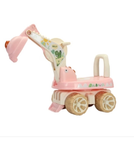 Excavator pentru Copii, Flippy, 1-3 Ani, Greutate Portanta 30 kg, Muzica si Lumini, Rotatie 360 Grade, 45 x 31 x 35 cm, 4 Roti, Roz