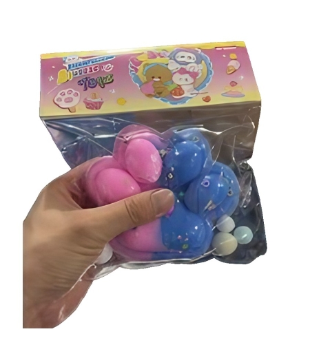 Jucarie Antistres Squishy, Flippy, cu Revenire Lenta, Squeeze Pinch Family, Model Cat Paw, 12.5x10.5 cm, 220g, Ambalaj Transparent, Model 025, Multicolor