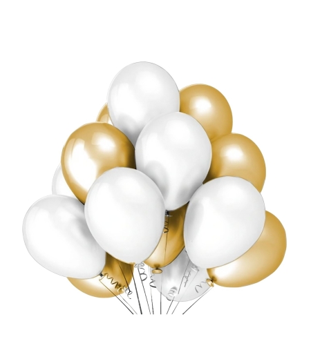 Set 10 Baloane din Latex Metalizate, Flippy, Model Party, 5x Alb, 5x Nude, 23 cm, 2.2 g