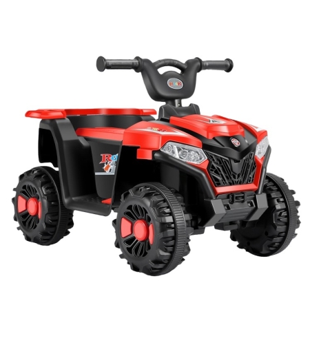 Masinuta Electrica Flippy, pe 4 Roti, Tip ATV, cu Acumulator, Sistem Anti-Rasturnare, Sistem de Lumini si Sunet, 2-5 Ani, 70 x 43 x 48 cm, Rosu