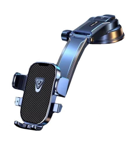 Suport Auto Multifunctional pentru Telefon, Flippy, Suport pentru Navigatie, Rotativ cu Ventuza, cu fixare Geam si Parbriz, 20 x 14 x 11 cm, Albastru Carbon