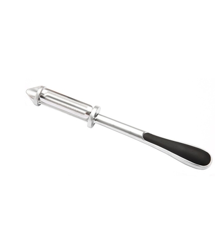 Peeler 2in1 pentru Legume si Fructe, Flippy, Multifunctional, cu 2 Lame de Curatati si Feliat, Varf Ascutit pentru Gaurit, 18 cm, din Otel Inoxidabil, Argintiu/Negru
