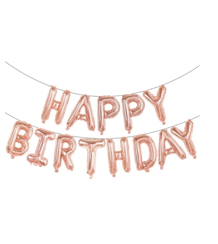 Set baloane folie Flippy, Happy Birthday, 40 cm, rose gold