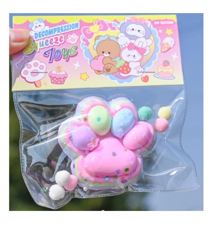 Jucarie Antistres Squishy, Flippy, Labuta de Pisica Pufoasa, cu Revenire Lenta, 7.5 x 8.5 cm, Model 27052, Multicolor