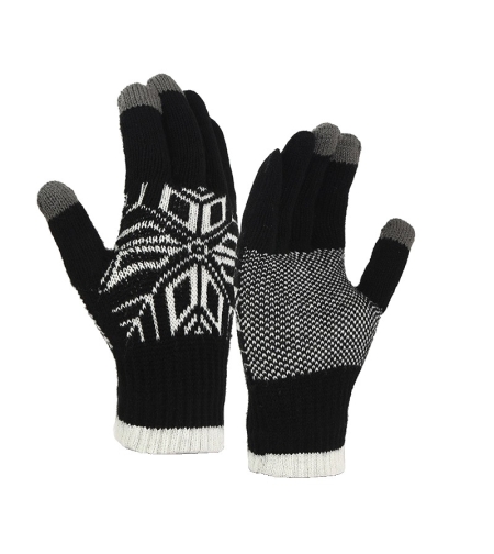 Manusi de Barbat, Flippy, Model Fulg, Functie Touchscreen (ecran tactil), Material Acril Tricotat, Manseta Elastica, Interior Catifelat, Marime Universala, Negru