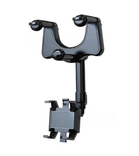 Suport auto Flippy cu atasare la oglinda retrovizoare, model Y611, rotativ 360 de grade și retractabil, multifuncțional, compatibil cu toate telefoanele mobile, Negru
