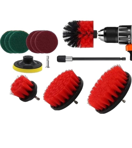 Set 12 Accesorii pentru Curatare Auto, Flippy, Interior si Exterior, Rosu