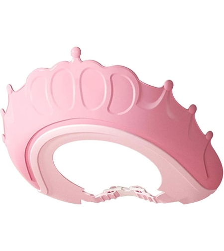 Viziera de Protectie Baie Pentru Copii, Fippy, Model Coronita, Dimensiune ajustabila, Durabil, Usor de curatat, Impotriva Samponului, pentru Ochi si Urechi, TPE+PP, 24x22 cm, Roz