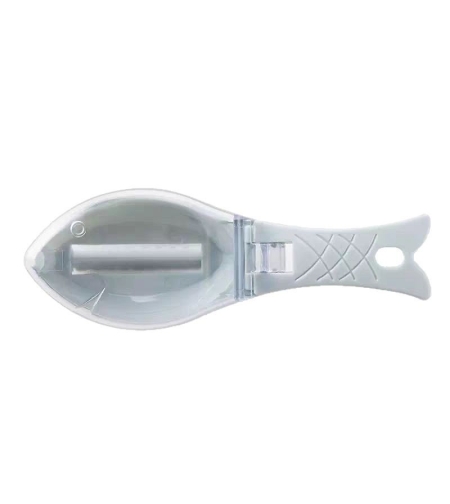 Curatator de Solzi de Peste, Flippy, Manual, Forma Peste, cu Compartiment de Colectare, din Plastic, 15.5x5.5 cm, Alb