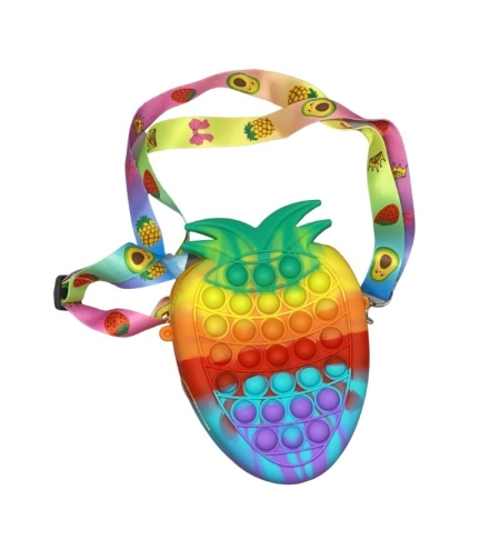 Jucarie antistres din silicon, Flippy, Pop It Now and Flip It, Geanta mica, Ananas, Multicolor, Model 2