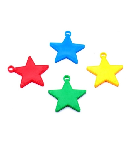 Set 4 Greutati pentru Baloanele cu Heliu, Flippy, 32 grame, 8 grame Fiecare, Plastic, Forma Stelute, Multicolor