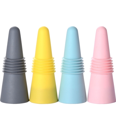 Set 4 dopuri reutilizabile din silicon Flippy, pentru sticle de vin, bautura, multicolor