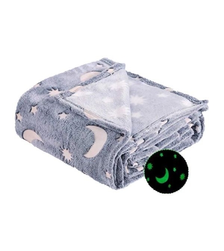 Patura Fosforescenta, Flippy, Moale, Pufoasa, Lumineaza in Intuneric, 1.5x2 m, Model Cer Instelat, Gri