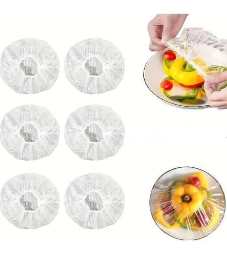 Set 100 Folie de Protectie Elastica pentru Alimente si Boluri Flippy, material plastic, prospetime, diametrul 12 - 40 cm