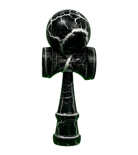 Jucarie Profesionala Kendama, Flippy, din Lemn, 18 cm, Negru/Alb