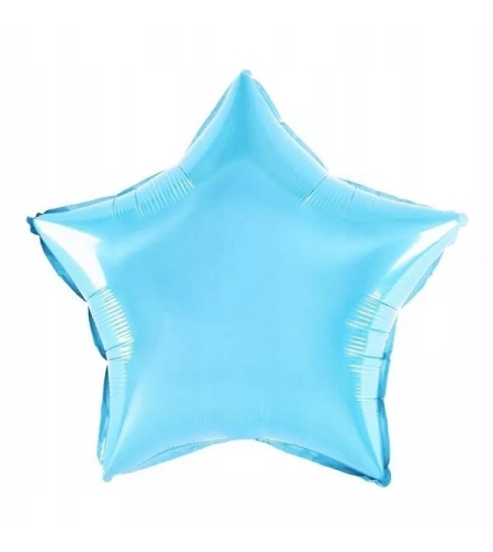 Balon din Folie Metalizata, Flippy, Figurina Stea, Model Simplu, Tematica Aniversare, 40 cm, Ambalaj Individual, Pai Inclus, Umflare cu Aer sau Heliu, Bleu