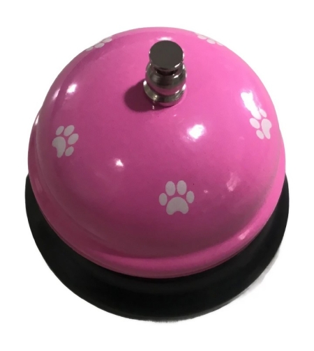 Clopotel Metalic Multifunctional, Flippy, Roz cu Imprimeu Labuta Alba, 7.5x7.5x6.5 cm, Dresaj, Receptie, Restaurante