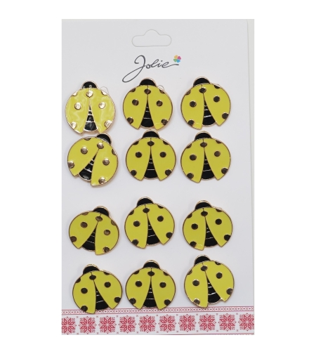Set 12 Brose Martisor pentru Copii Buburuza cu Puncte Aurii