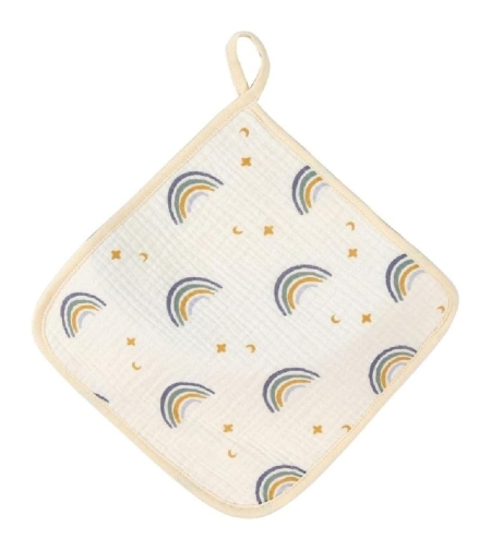 Prosop Absorbant, Flippy, din Bumbac, 25 x 25 cm, Model Curcubeu, cu Agatatoare, Bej