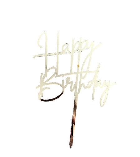 Decoratiune Topper pentru Tort, Flippy, Model Happy Birthday, Tematica Aniversare, Arginitu, 10 cm