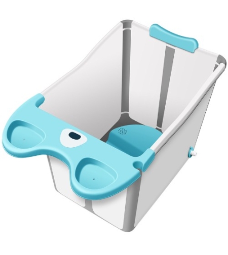 Cada Pliabila pentru Baie, Flippy, din PP+TPE, pentru Copii +6 Luni, Model Ursulet, Scaun de Interior, Detasabil, 82 x 50 x 54 cm, Albastru