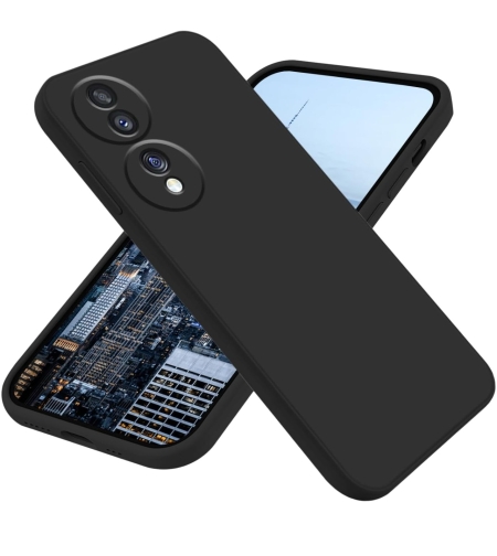 Husa de Protectie, Flippy, pentru Honor 70, Liquid Silicone, cu Microfibra pe Interior, Protectie Antisoc, Compatibil Incarcare Wireless, Negru