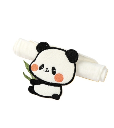 Prosop Absorbant, Flippy, din Bumbac, pentru Bebelusi, 19x28 cm, Model Panda, Alb