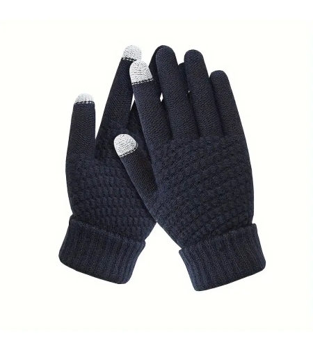 Manusi de Dama, Flippy, Functie Touchscreen (ecran tactil), Material Acril Tricotat, Manseta Elastica, Interior Catifelat, Marime Universala, Albastru Marin