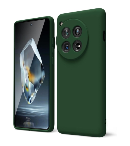 Husa de Protectie, Flippy, pentru OnePlus 12 5G, Liquid Silicone, cu Microfibra pe Interior, Protectie Antisoc, Compatibil Incarcare Wireless, Verde