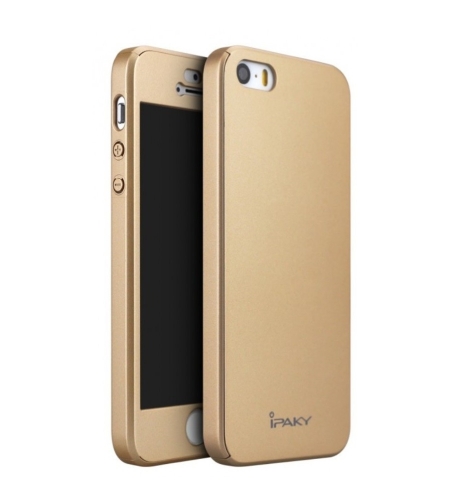 Husa Apple iPhone 7 IPAKY Full Cover 360 Auriu + Folie Cadou