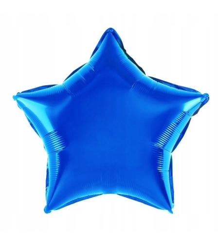Balon din Folie Metalizata, Flippy, Figurina Stea, Model Simplu, Tematica Aniversare, 40 cm, Ambalaj Individual, Pai Inclus, Umflare cu Aer sau Heliu, Albastru