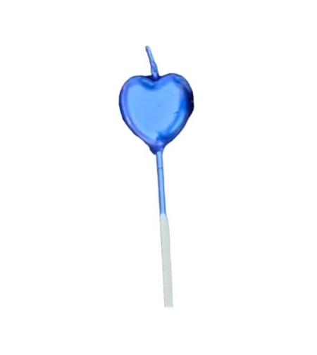 Lumanare de Tort, Flippy, Model Inima, Party, 8.5 x 3 cm, Albastru
