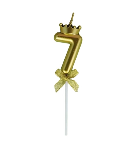 Lumanare pentru Tort Cifra 7, Model Coroana, Gold, Flippy, Party