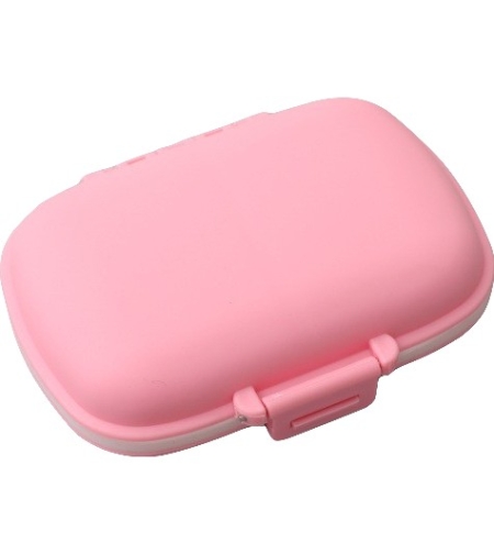 Organizator medicamente, Plastic, 8 compartimente, 0.1 L, Roz, Flippy, 11 x 7 cm