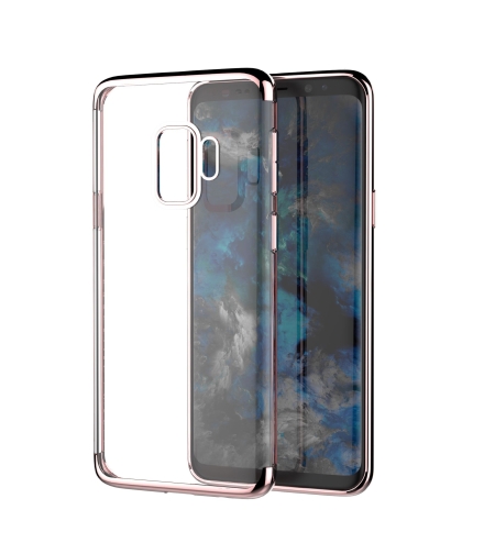 Husa Huawei P20 Lite Transparent cu Margini Roz-Aurii