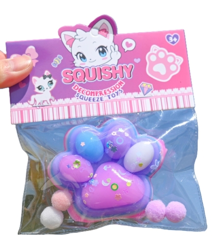 Jucarie Antistres Squishy, Flippy, Labuta de Pisica Squeeze Toys, cu Revenire Lenta, 7.5 cm, Model 270516, Multicolor
