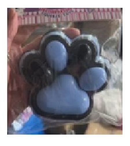 Jucarie Antistres Squishy, Flippy, cu Revenire Lenta, Labuta de Pisica Pufoasa, 8.5 x 7.5 cm, Ambalaj Transparent, Negru Albastru