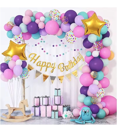 Baloane pentru Arcada HAPPY BIRTHDAY, Flippy, baloane decorative din Latex, Set Mix 127 Baloane Colorate, Multicolor