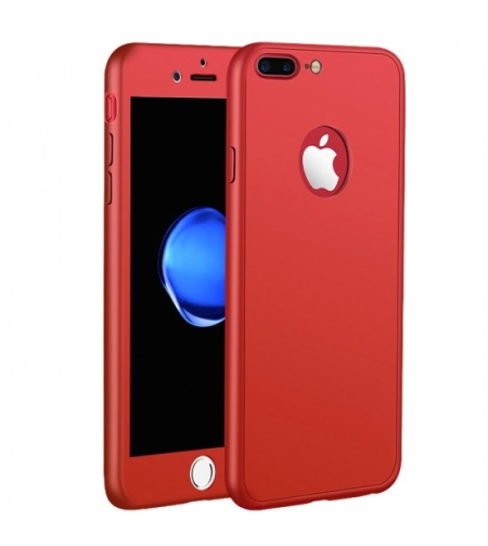Husa Apple iPhone X Full Silicone 360 Rosu + Folie de protectie