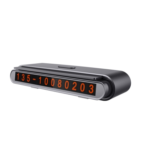 Suport Numar de Telefon pentru Parcare Auto, Flippy, Suport pentru Numarul detelefon, Banda glisanta pentru Ascundere, Banda Adeziva Inclusa, 120 x 48 x 24 mm, Cifre Rosii, Negru